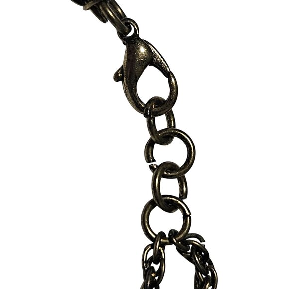 Antique Cross Charm Brass Tone Chain Bracelet Rhinestones Accent Religious Women - Picture 3 of 5